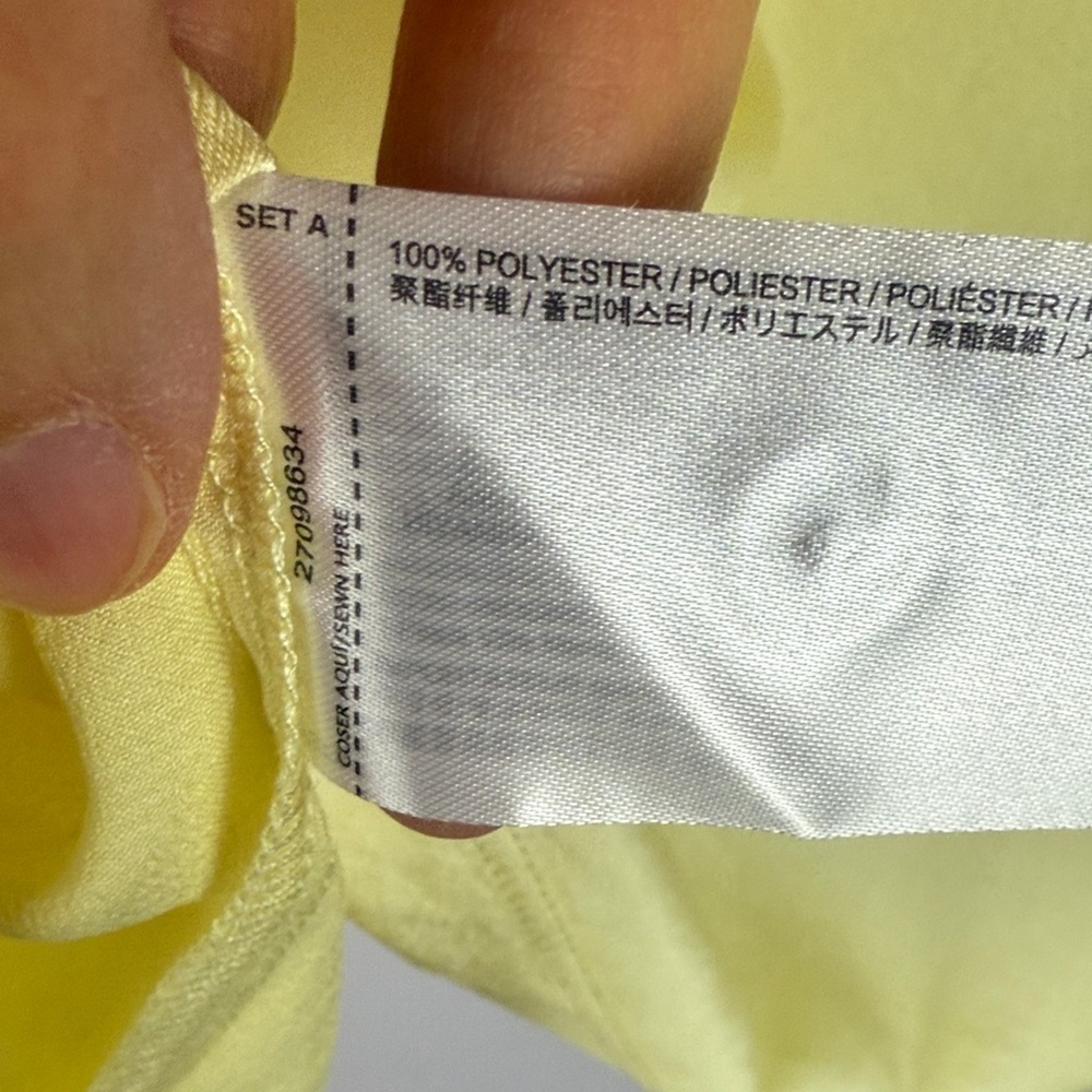 Mango Light Yellow Casual Chic Round Neck Tie Back Short Sleeve Top Size 12 - Picture 7 of 9